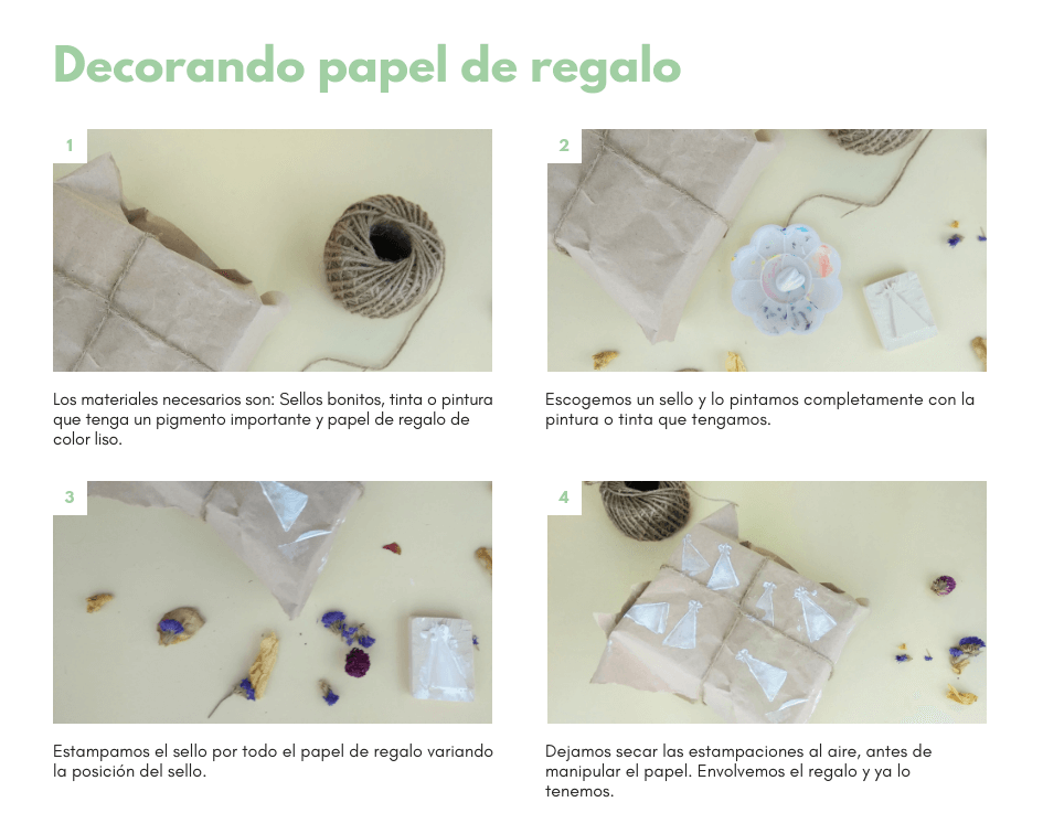 ideas aprovechar sellos papel regalo